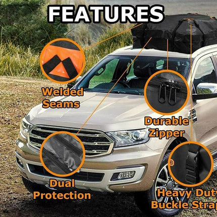 Car roof rack with features highlighted on a natural background