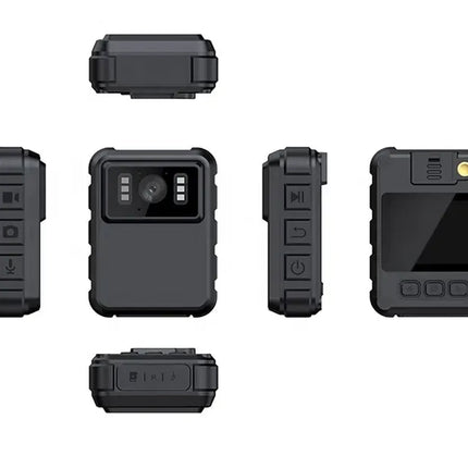 Black body camera from multiple angles on a white background