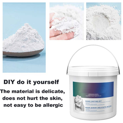 Product packaging with text about material properties on a white background