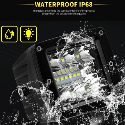 LED light bar with water splashes and 'Waterproof IP68' text on a black background