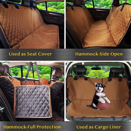 Dog car seat cover with various uses shown in a collage.