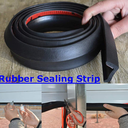 Rubber sealing strip with installation steps on a wooden background