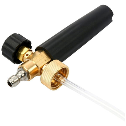 Black and gold pressure washer nozzle on a white background