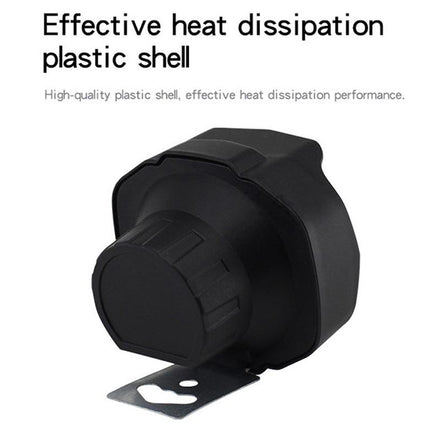Black plastic component with text on effective heat dissipation