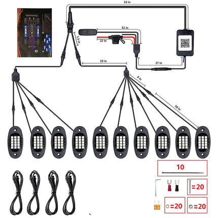 Wiring diagram and LED lights set on a white background