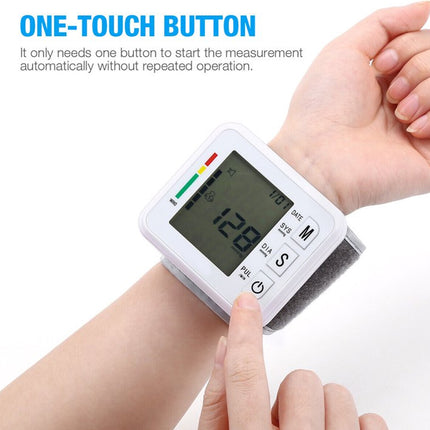 Blood pressure monitor with one-touch button on a white background