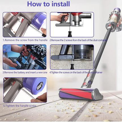 Step-by-step guide on how to install a vacuum cleaner with images and text.