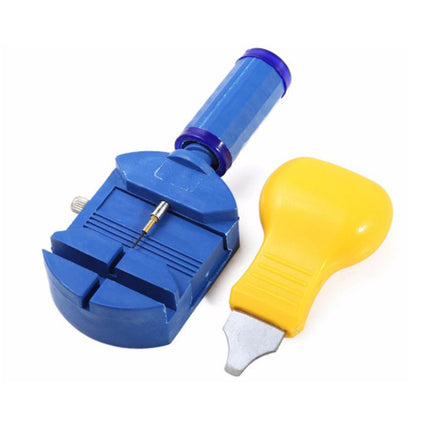 Blue and yellow tool on a white background