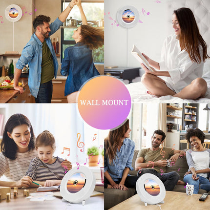 Collage of people using a product with a 'Wall Mount' label.