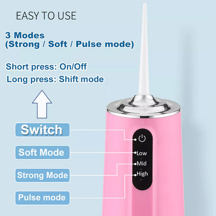 Pink electronic device with control buttons on a light blue background