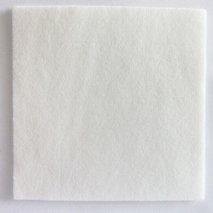 White square fabric sample on a light gray background