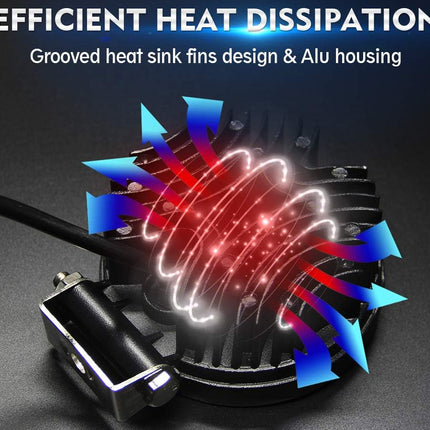 Heat sink with text about efficient heat dissipation on a dark background