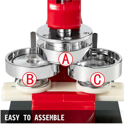 32mm Button Badge Machine - 500 Sets Included - Cast Iron | Manual Press Pin Maker Kit 1.25" Interchangeable Die Paper Cutter Red