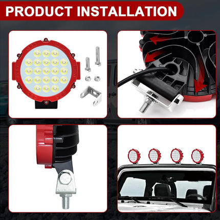 Step-by-step guide to installing a red and black LED light on a vehicle.
