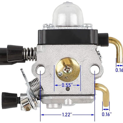 Mechanical component with measurements on a white background