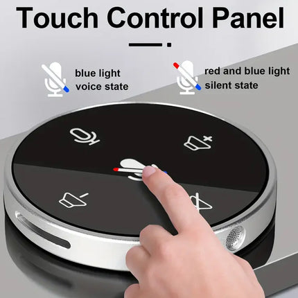 Touch control panel with icons for blue light, voice state, and red and blue light settings.