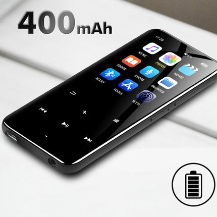 A black 3G MP3 player with a glossy screen displaying music and media icons, shown on a light gray background with '400mAh' text and a battery icon overlay.