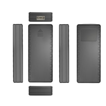 Set of black rectangular battery packs on a white background