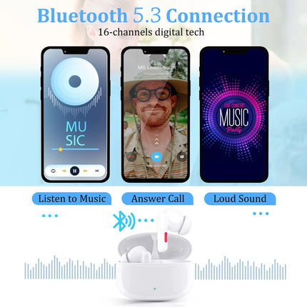 Smartphone with Bluetooth headphones and music app interface on a white background