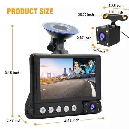 Car monitor with dimensions labeled on a white background