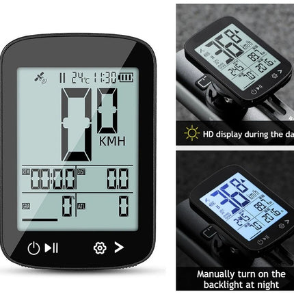 GPS Bike Computer Wireless 5-Star Positioning IP67 Waterproof, 2.4" Anti-Glare LCD, Tracks Speed Altitude Slope and Distance, 700mAh Battery