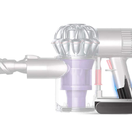 Handheld vacuum cleaner with attachments on a white background