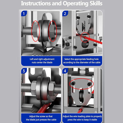 Instructions for operating a machine with labeled steps on a gray background