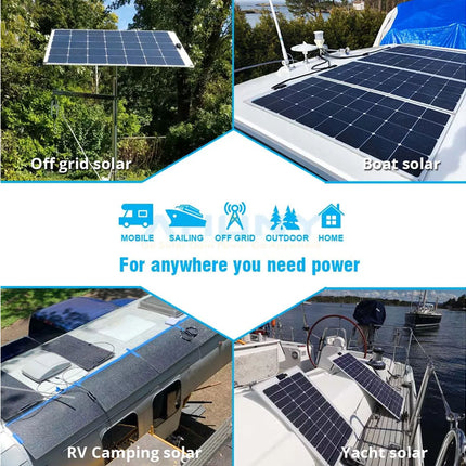 200W Flexible Solar Panel Kit - High-Efficiency Monocrystalline Cells | with 50A PWM Controller & Cables for RV, Boat, Camping