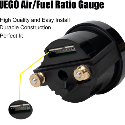 UEGO Air/Fuel Ratio Gauge with features listed on a white background