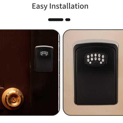 Two door locks, one with a gold handle and the other with a digital keypad, on a white background.