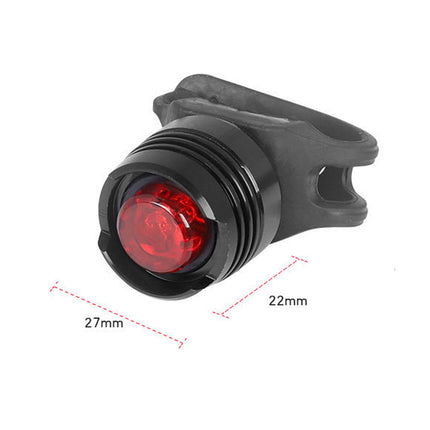 Red bicycle tail light with dimensions on a white background