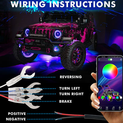 15.5" LED Wheel Ring Lights - Bluetooth RGB Car Underglow Kit | App Controlled, Music Sync, IP68 Waterproof, 4-Piece Set
