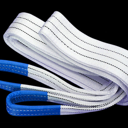 White strap with blue ends on a black background