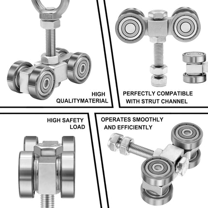 4 Wheel Unistrut Trolley Rollers | NZ Sale