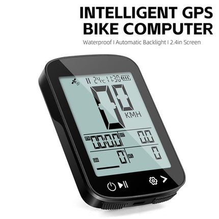 GPS Bike Computer Wireless 5-Star Positioning IP67 Waterproof, 2.4" Anti-Glare LCD, Tracks Speed Altitude Slope and Distance, 700mAh Battery