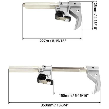Two metal brackets with dimensions labeled on a white background