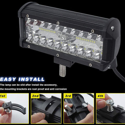 LED light bar with installation instructions on a black background