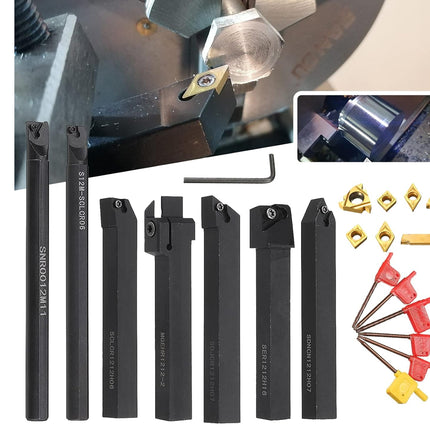 Set of metal cutting tools and accessories on a white background