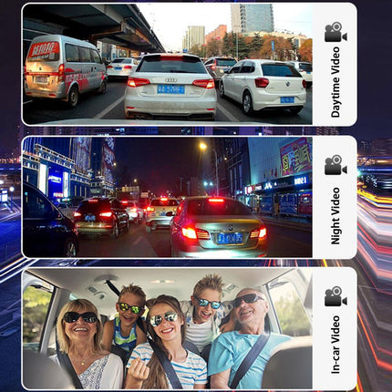 Collage of video clips showing daytime, night, and in-car scenes with vehicles and people.