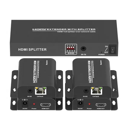 HDMI extender with splitter on a white background