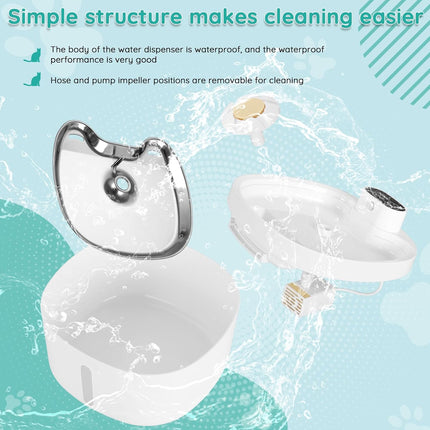 Water dispenser with text on a light blue background