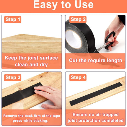 Step-by-step guide on using a tape product for wood surface protection.