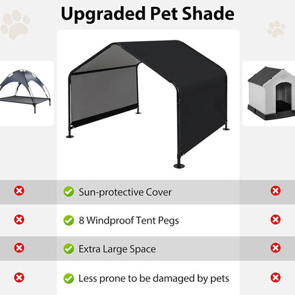 Upgraded pet shade with features listed below on a white background