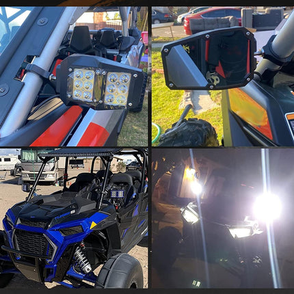 Collage of off-road vehicle lights and parts with a focus on lighting solutions.