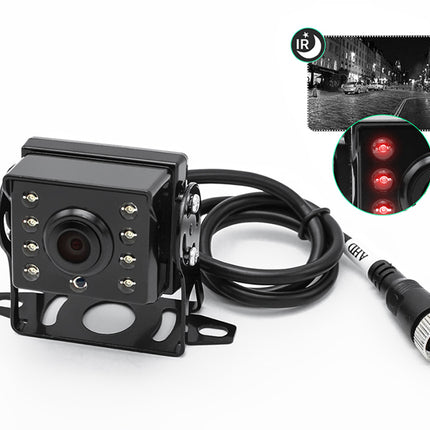 Car camera with cable and connectors on a white background
