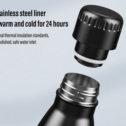Bluetooth Speaker Water Bottle 500ml Stainless Steel Vacuum Insulated Thermal Flask 24 Hour Hot Cold Bottle with Wireless Speaker Black