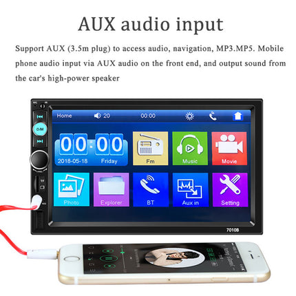 Car multimedia player with smartphone connection on a white background