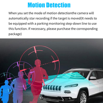 Diagram of motion detection system with a car and people, text explaining the function.