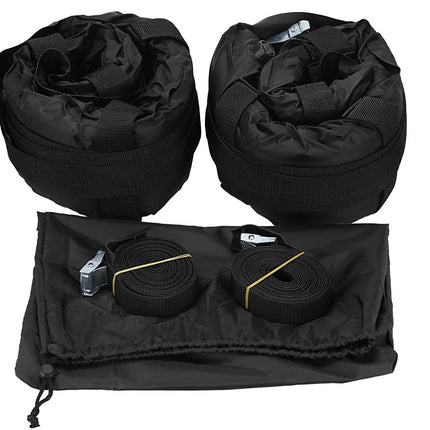 Set of black bags and straps on a white background