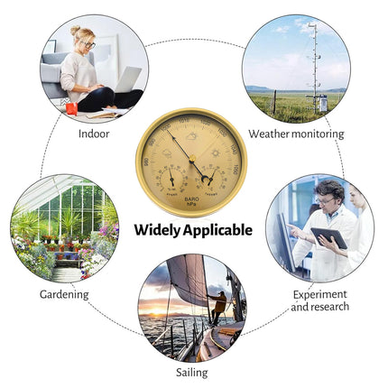 Diagram showing the versatility of a device or system with applications including indoor use, weather monitoring, gardening, sailing, and experiment and research.